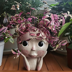 Cute Big Eyed Girl Flower Pot for Succulents