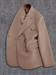Double Breasted Lapel Blazer Long Sleeve Casual Work Office Outerwear