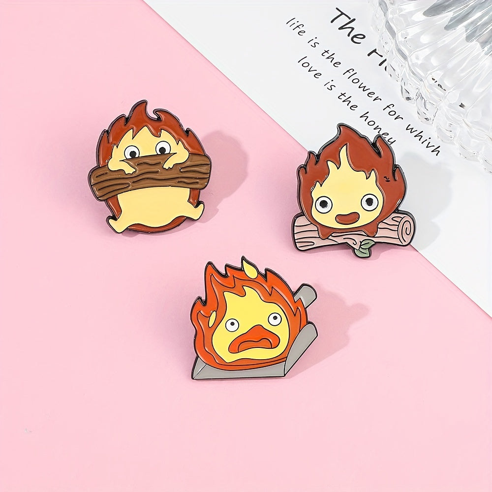 Cartoon Flame Enamel Pin for Backpacks and Clothes - Holiday Gift for Kids
