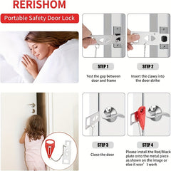 1pc Portable Door Lock 2 Hole Removable Lock Travel Home Hotel Safety