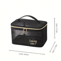 Mesh Clear Travel Toiletry Bag with Zipper & Handle