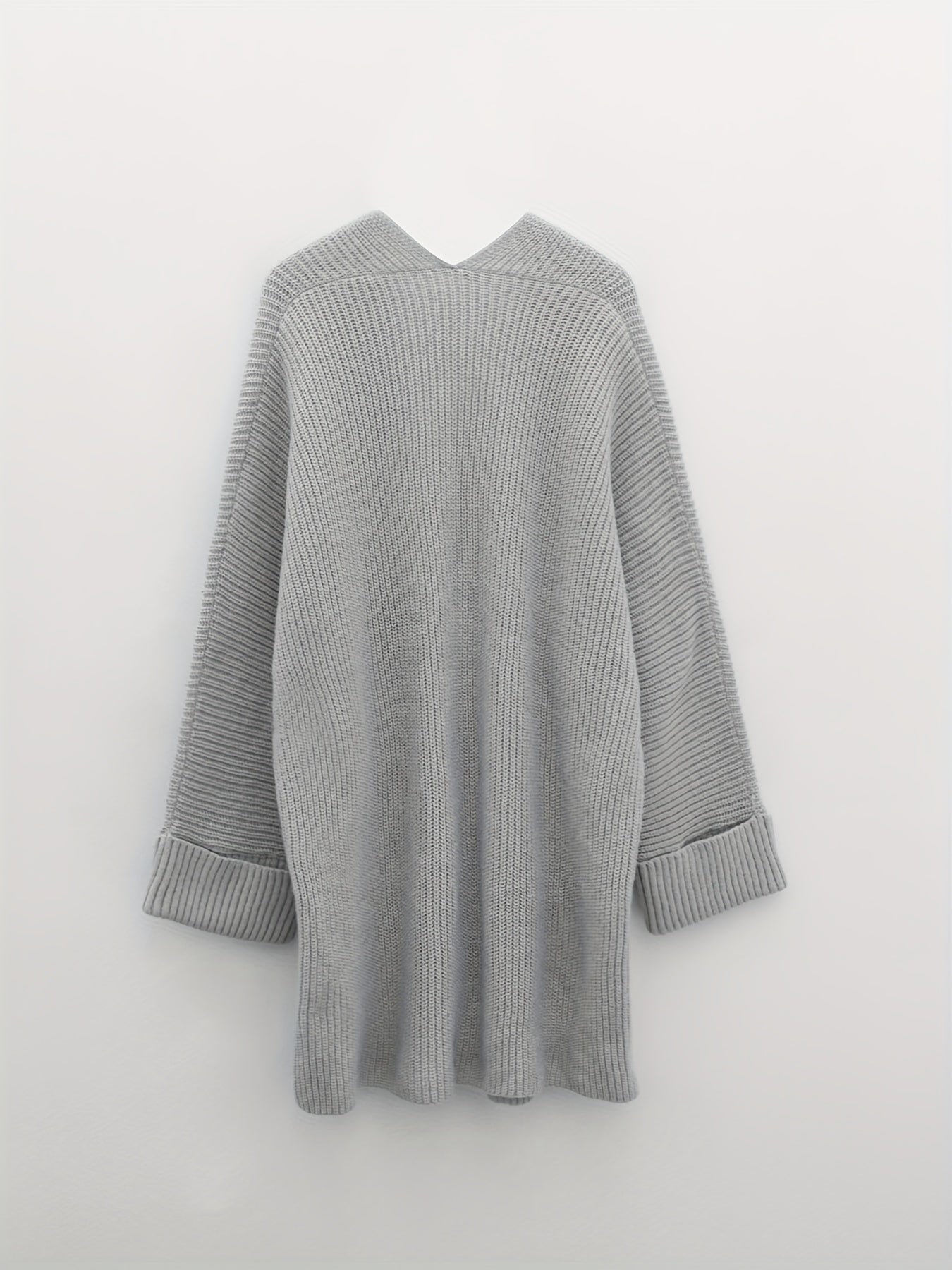Casual Cardigan Women's Plus Solid Long Sleeve Open Front Cardigan