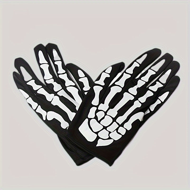 Skull Gloves Halloween Ghost Gloves Party Props Yellow Green Gloves