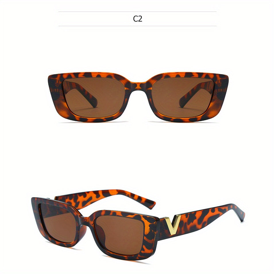 Rectangular Sunglasses for Men Women Retro Vintage UV400 Sun Shades