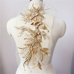 Large Lace Embroidered Applique Dress Flowers Patches Sew On DIY