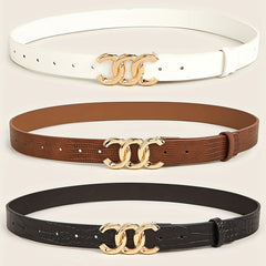 3pcs Men's C Letter Buckle Belt Classic PU Leather Retro Pants Decoration