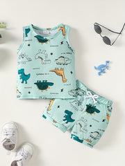 Baby Boys Dinosaur Pattern Vest Tops & Shorts