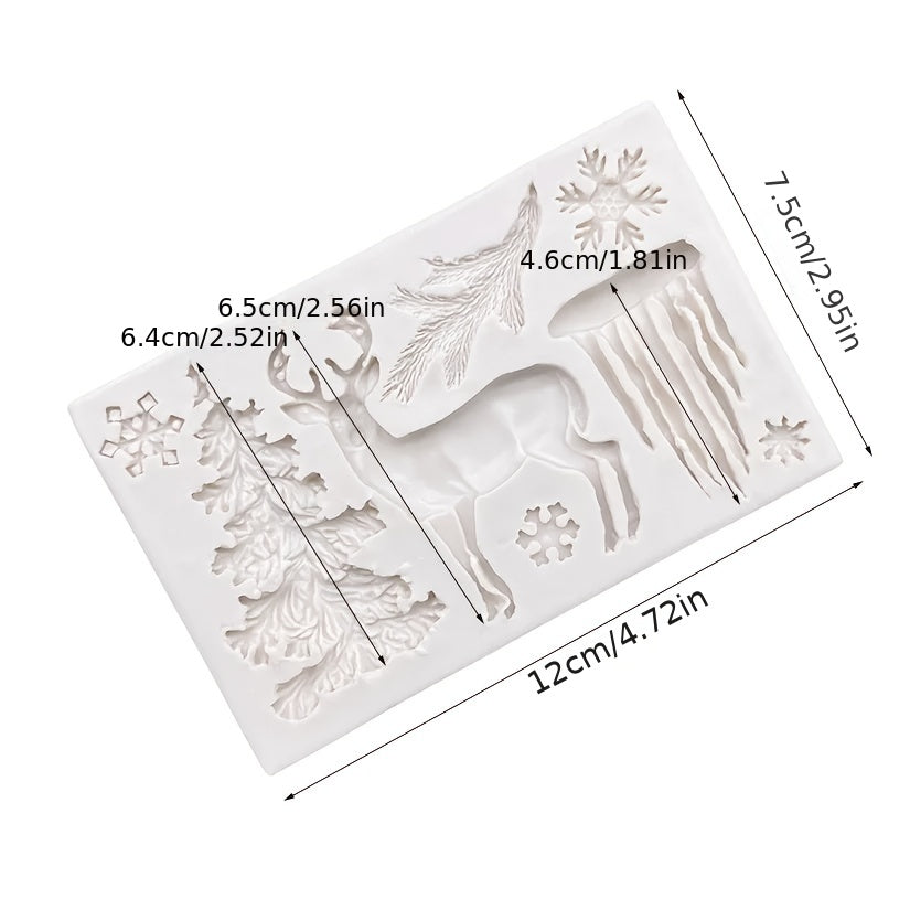 Christmas Elk Silicone Mold 3D Winter Deer Candy Chocolate DIY Baking Tool