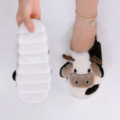 Cow Platform Slippers Open Toe Linen Sole Non Slip Shoes