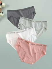 4pcs Letter Print Briefs Women's Lingerie Panties