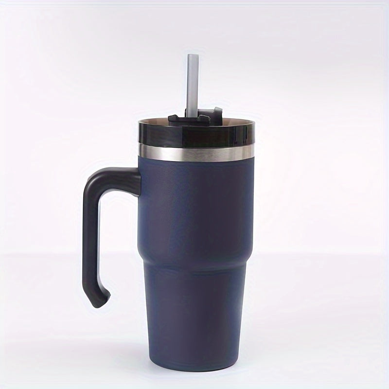 20oz Stainless Steel Insulated Car Cup with Handle Straw