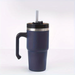 20oz Stainless Steel Insulated Car Cup with Handle Straw