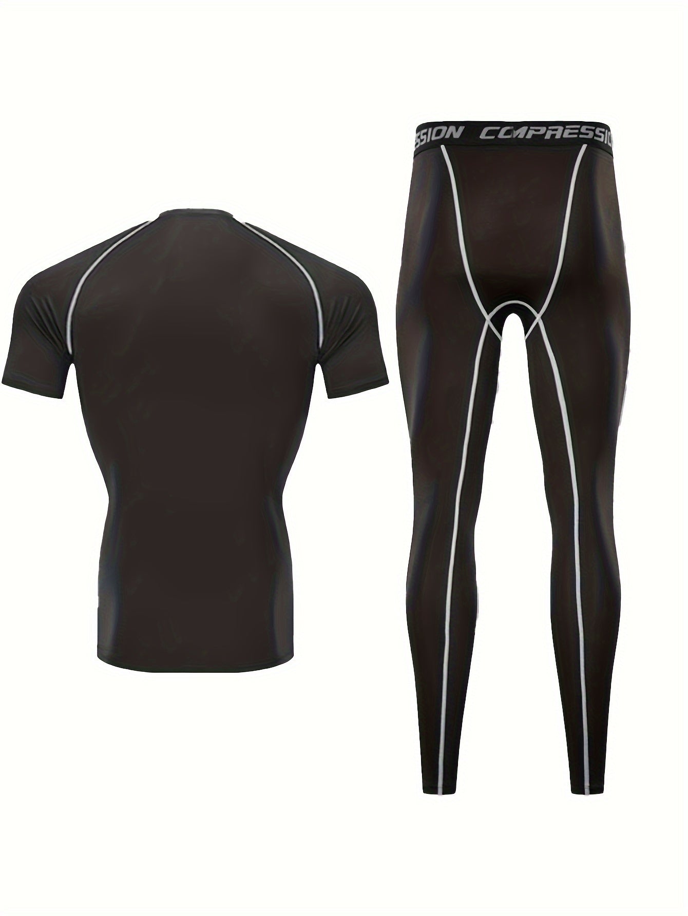 Men's Quick Drying Compression T-shirt & Leggings Set for Basketball Fitness