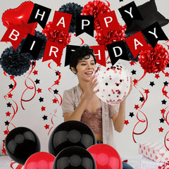 Red Birthday Party Decorations Happy Birthday Banner Balloon