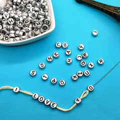 100pcs Silvery Alphabet Acrylic Beads for DIY Jewelry & Bracelet Crafting