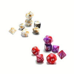 Mini Purple & Red Polyhedral Dice Set for Board Game