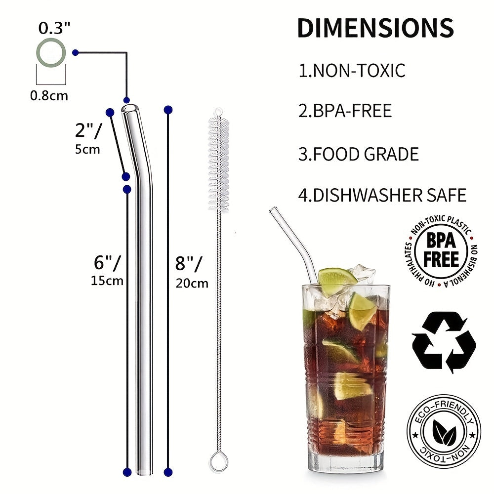 4pcs Reusable Glass Straws Eco Friendly Drinking Straws For Smoothie Milkshake