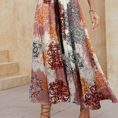 Floral Print Maxi Skirt High Waist Beach Skirt