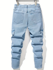 Baggy Pocket Cotton Jeans Men s Casual Loose Fit Stretch Denim Pants