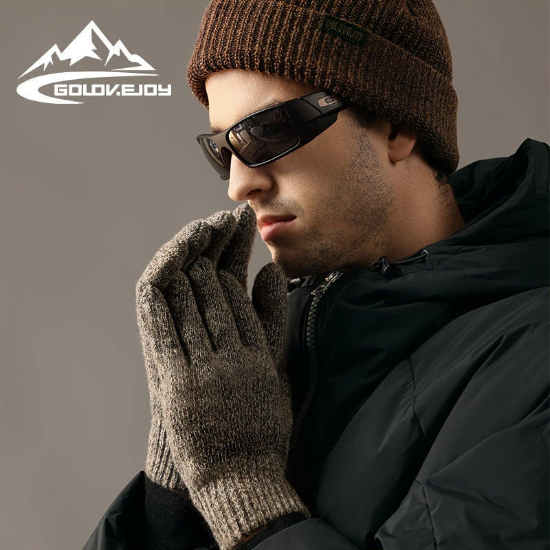 Winter Wool Knitted Gloves Windproof Outdoor Cycling Velvet Thickened Warm