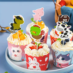 24pcs Farm Animal Cupcake Toppers Chickens Ducks Cows Horses