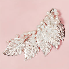 Faux Pearl Metal Leaf Hair Clip Side Clip Prom Party Hair Accessories