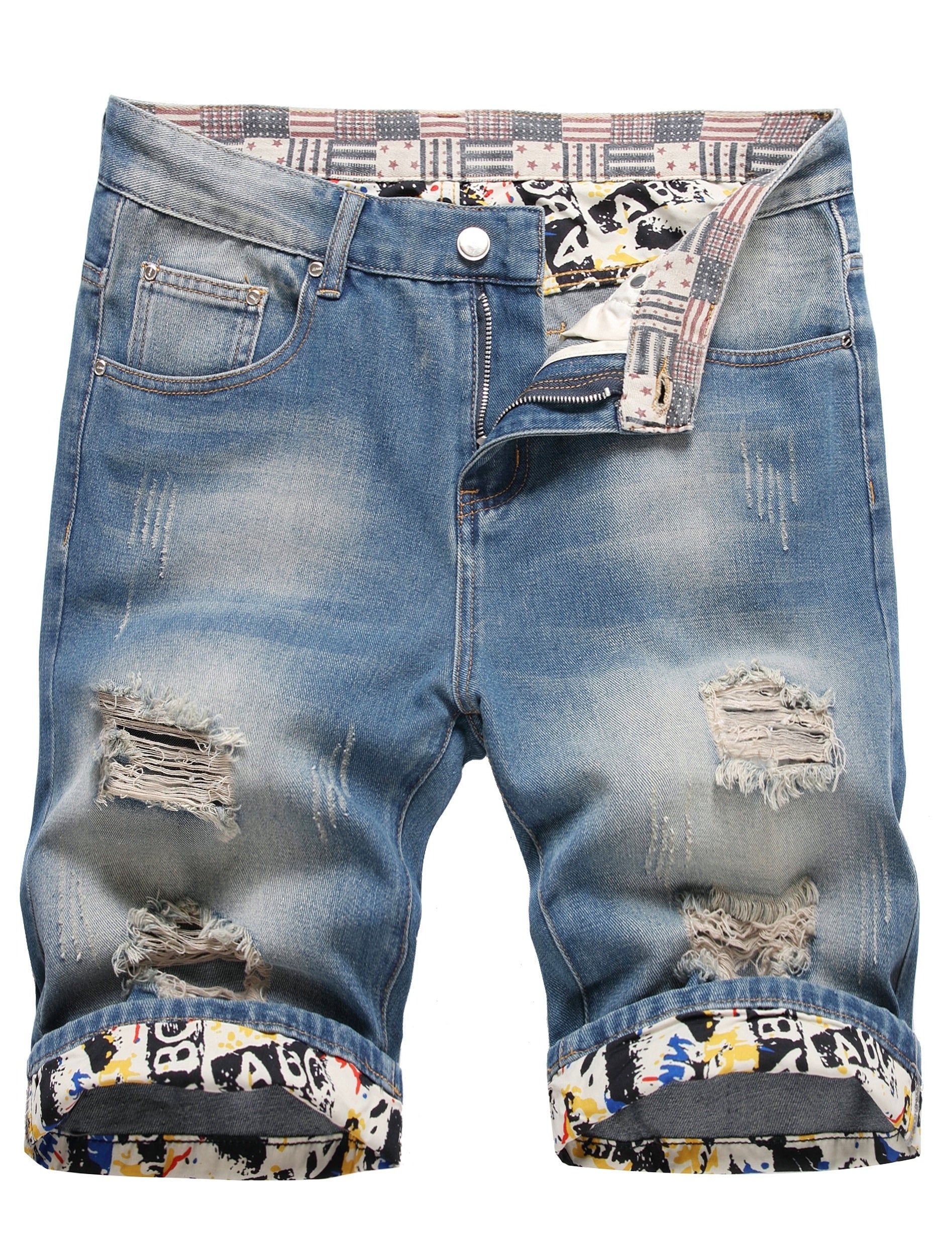 Men's Distressed Denim Shorts for Summer