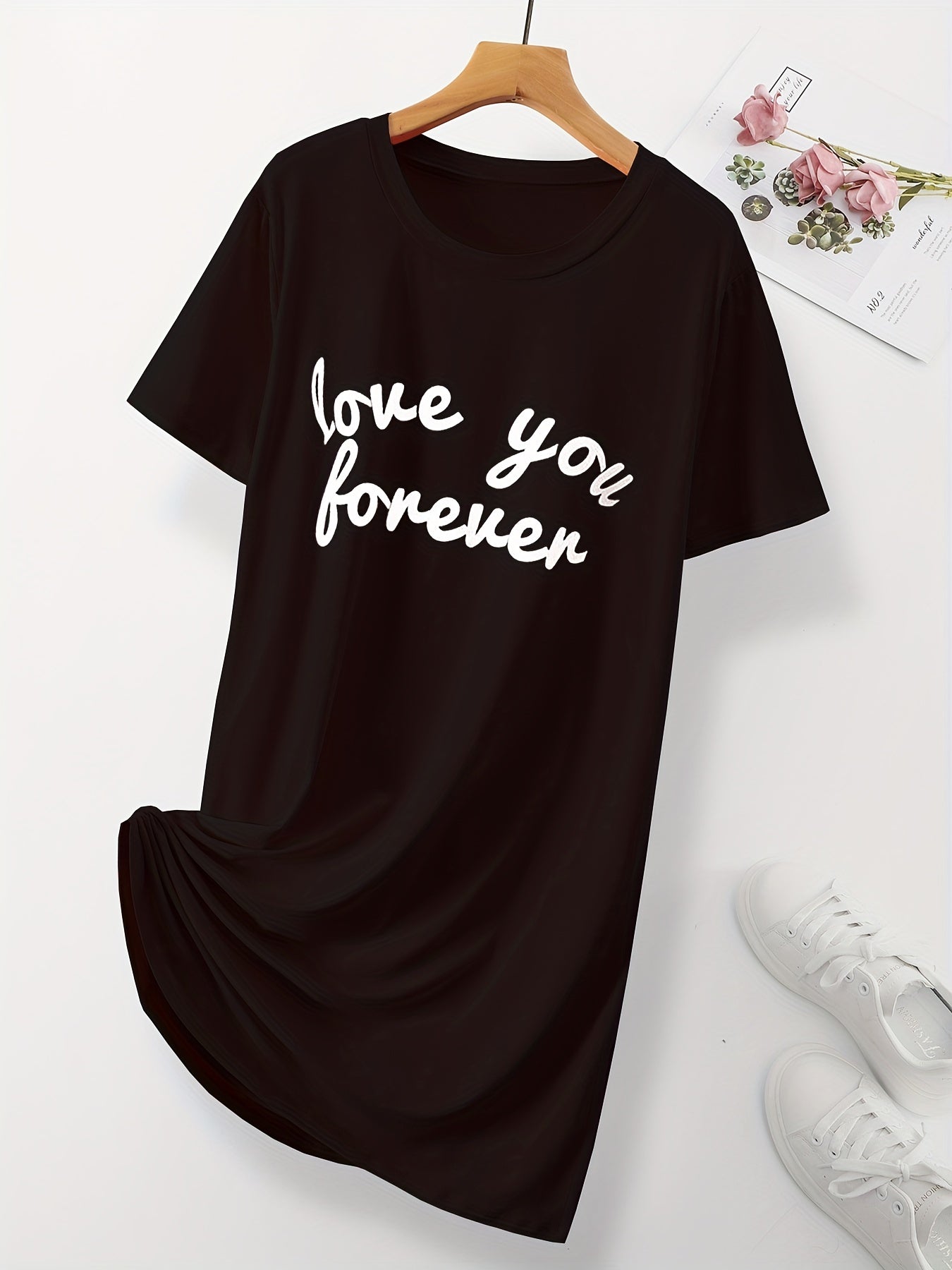 Soft & Comfy Short Sleeve Lounge Dress Women's Loungewear
