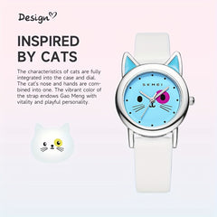 Cat Print Waterproof Quartz Watch for Boys Girls Teens Gift