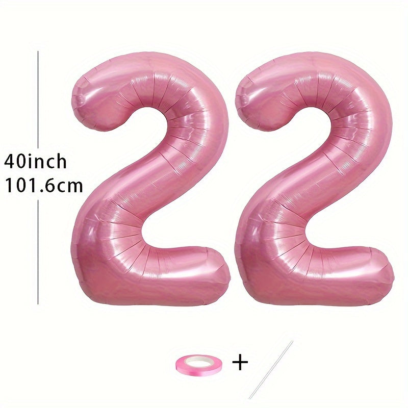 2pcs Pink Number Balloon 101 6 Cm Aluminum Foil Mylar Balloon