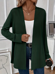Solid Knit Cardigan Long Sleeve Open Front Casual Cardigan
