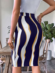 Geometric Pattern High Waist Bodycon Skirt
