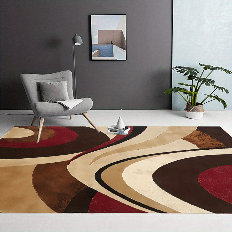 Modern Chocolate Abstract Area Rug for Home Interior Decoration