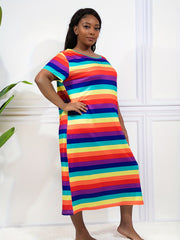 Rainbow Stripe Nightdress - High Stretch