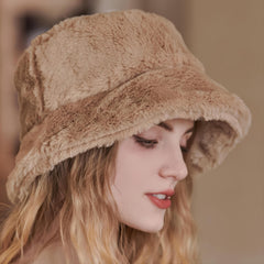 Unisex Winter Bucket Hat Packable Fluffy Fur Warm Fisherman Hats