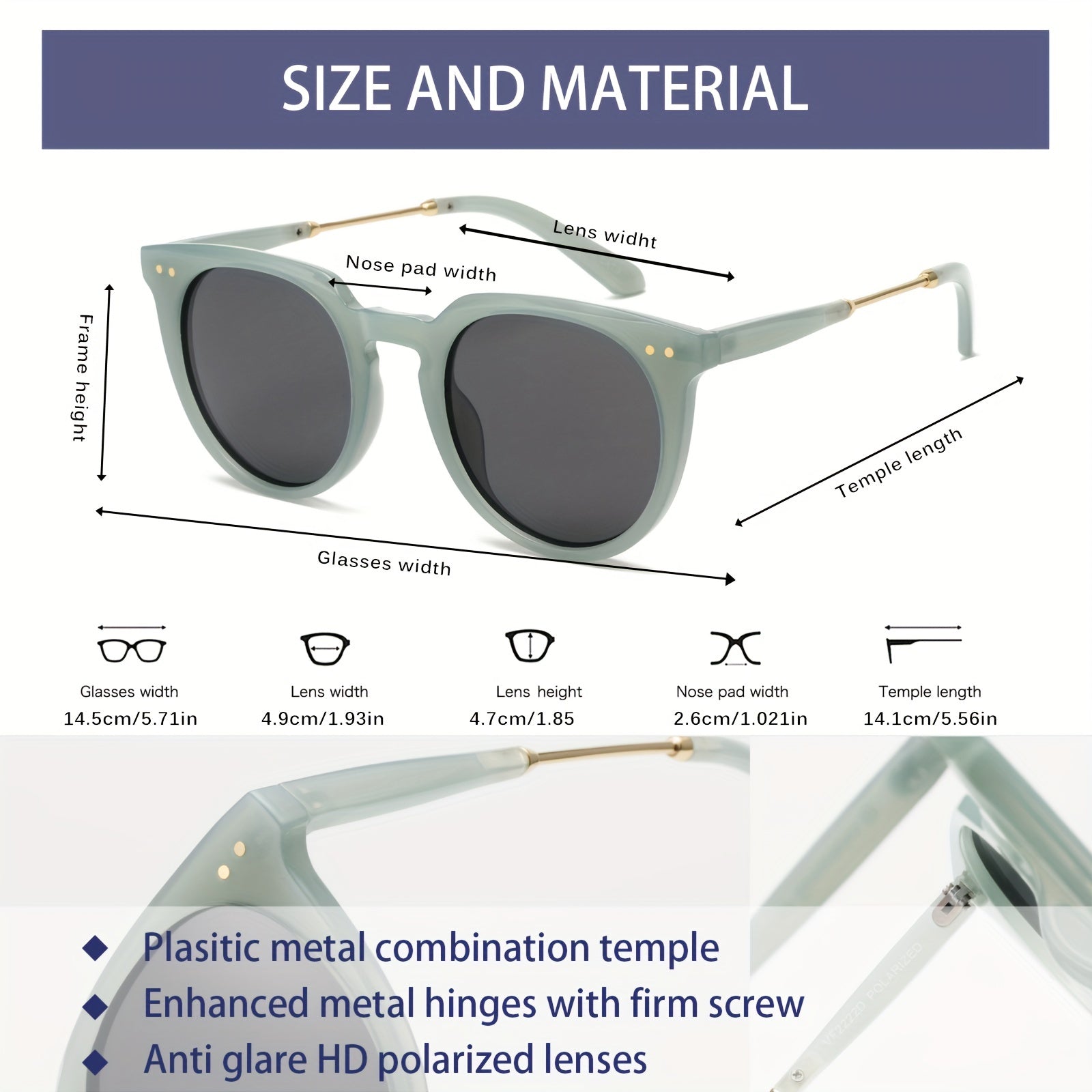 Retro Round Polarized Sunglasses UV400 Protection