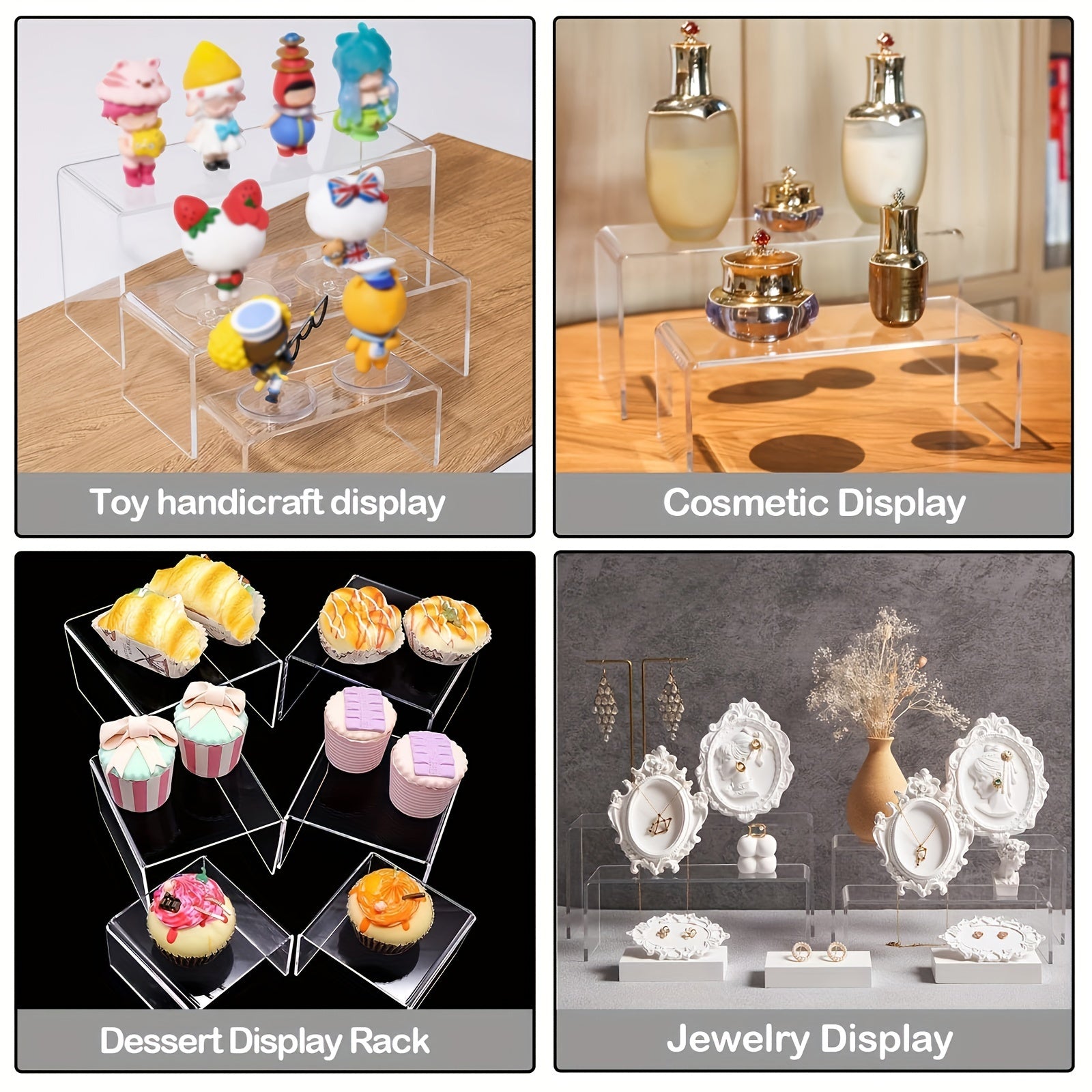 4 Layer Acrylic Display Stand for Desserts, Dolls, Cosmetics, Collectibles