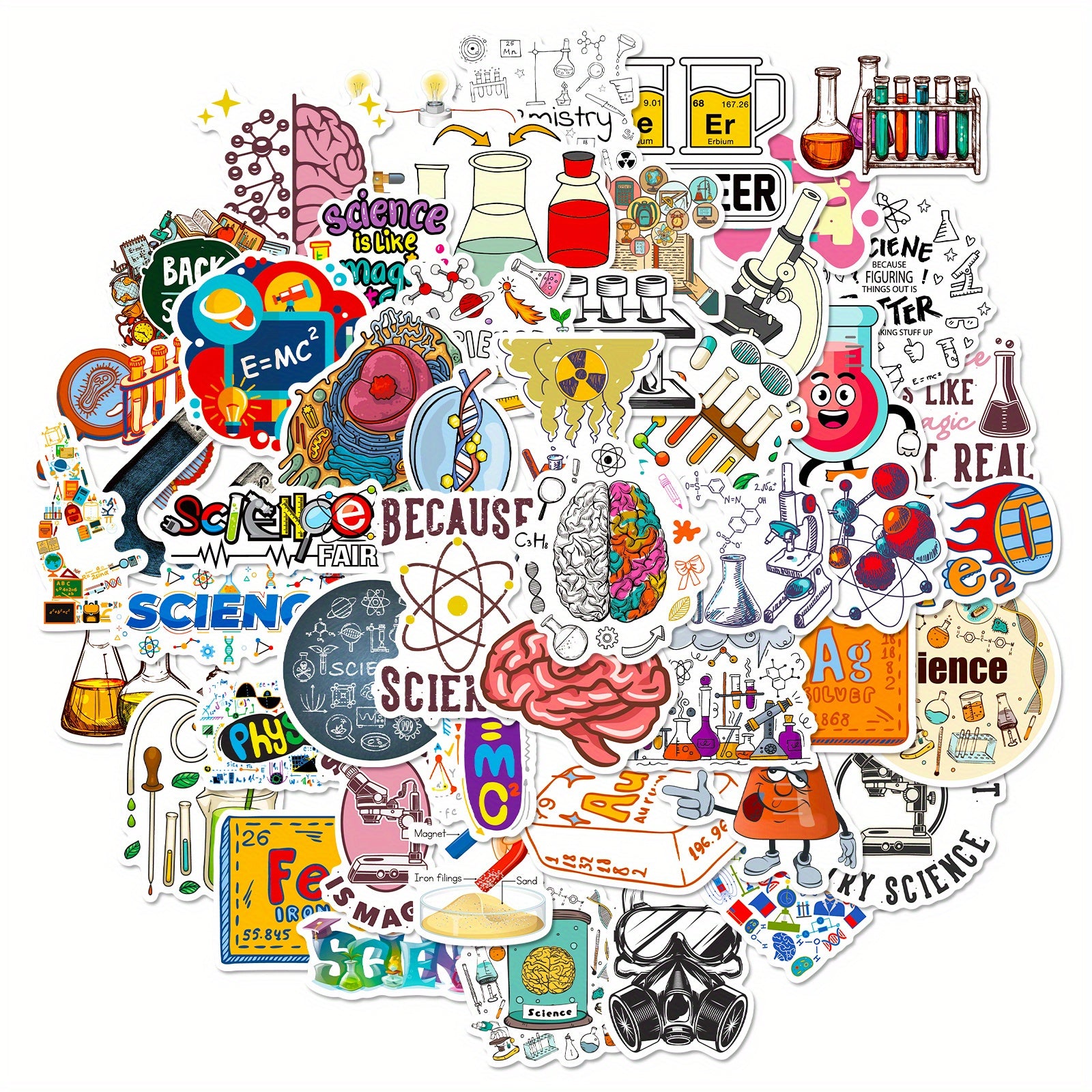 50pcs Science Lab Stickers for Teachers Physics Chemistry Math Experiment