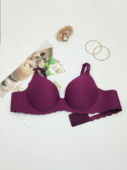 2pcs Romantic Scallop Trim Push Up Bras