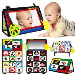 3-in-1 Sensory Mirror Cloth Book for Babies High Contrast Visual Stimulation Toy