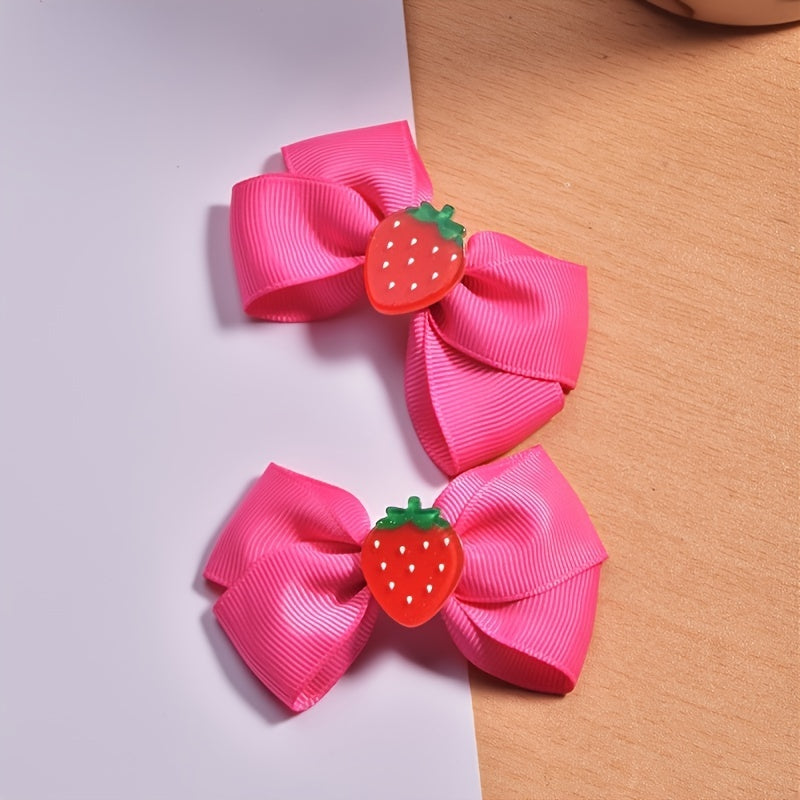 2pcs Baby Girls Strawberry Bow Hair Clip Hairpin Headwear Children's Gift