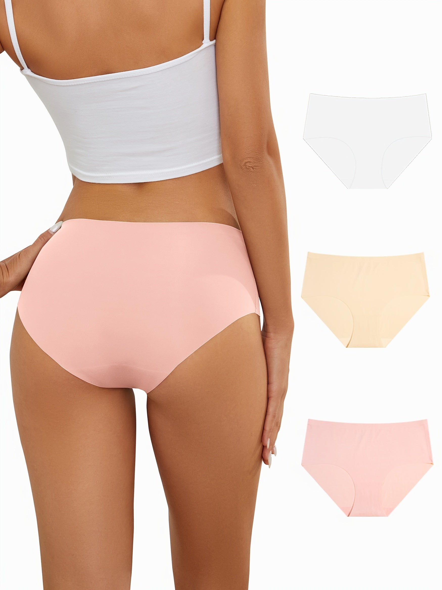 3pcs Seamless Briefs Mid Rise Skin friendly Panties