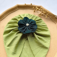 Baby Girls Solid Flowers Decor Cap Soft Hair Wrap Headband