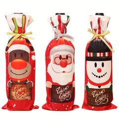 Christmas Wine Bottle Bag Santa Snowman Deer Red Wine Set