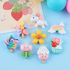 10pcs Random Mixed Unicorn Windmill DIY Resin Charms Accessories