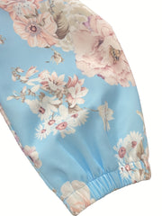 Floral Print Zipper Jacket Long Sleeve Casual Elastic Trim Women's Clothing