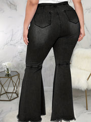 Women's Flared Leg Jeans with Fringe Trim