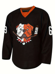 Men's Dog Pattern Hockey Jersey Long Sleeve Tee