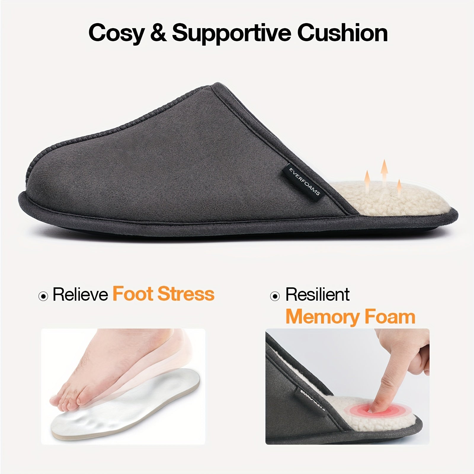 Men's Memory Foam Slippers with Sherpa Lining