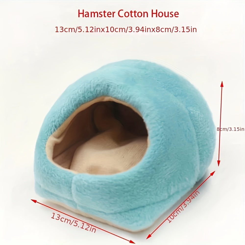 2pcs Hamster Bed House Winter Warm Coral Velvet Nest Small Animals House